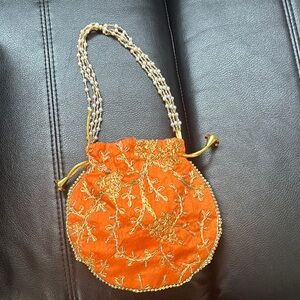 Elegant Orange Embroidered Women's Bag